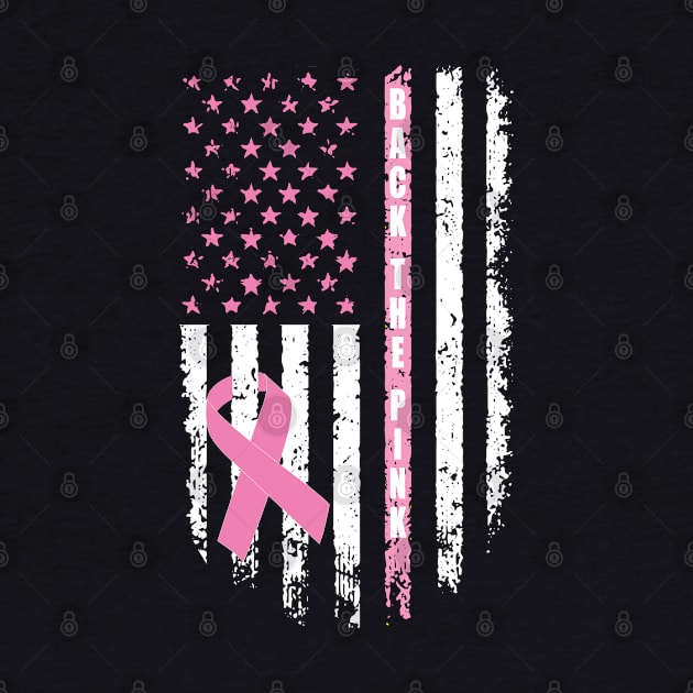 Back The Pink Ribbon American Flag Breast Cancer Awareness by PsychoDynamics